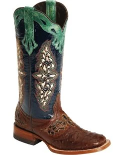 Lucchese Women's Handmade 1883 Amberlyn Full Quill Ostrich Western Boots - Square ToeÂ