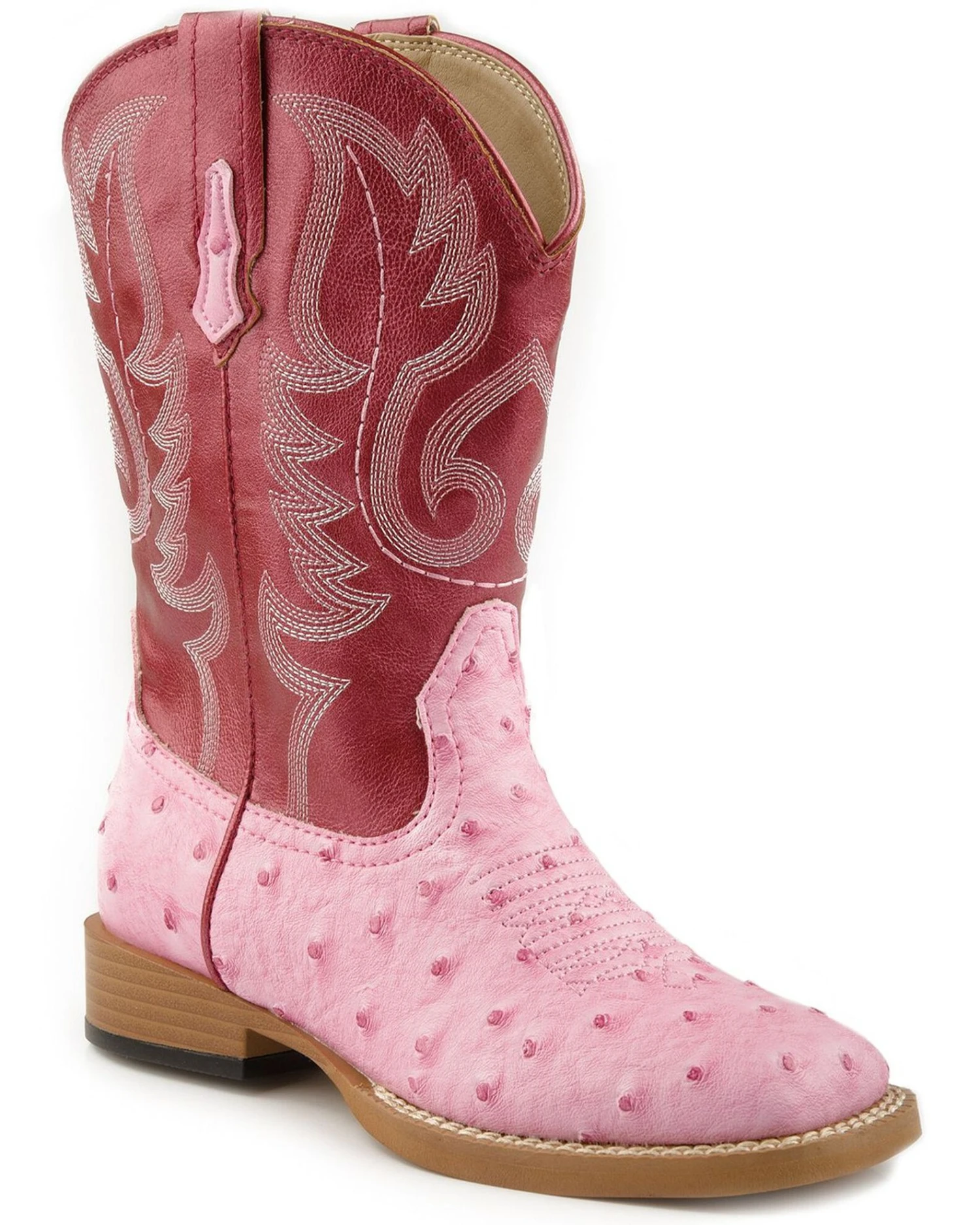 Roper Girls' Ostrich Print Western Boots - Square Toe 3 Roper Girls' Ostrich Print Western Boots - Square Toe