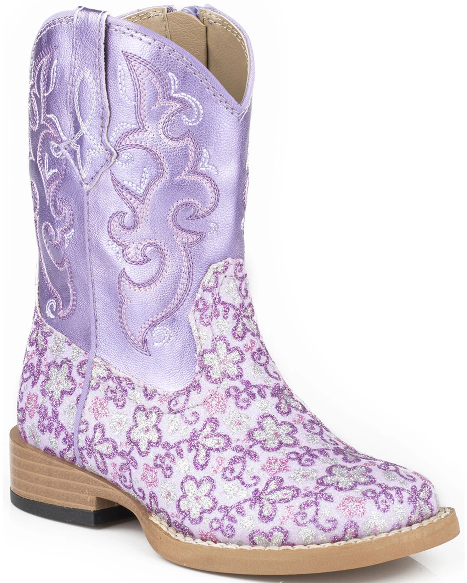 Roper Infant's Floral Glitter Square Toe Western Boots 3 Roper Infant's Floral Glitter Square Toe Western Boots