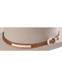 Stitched Basketweave Leather Hat Band