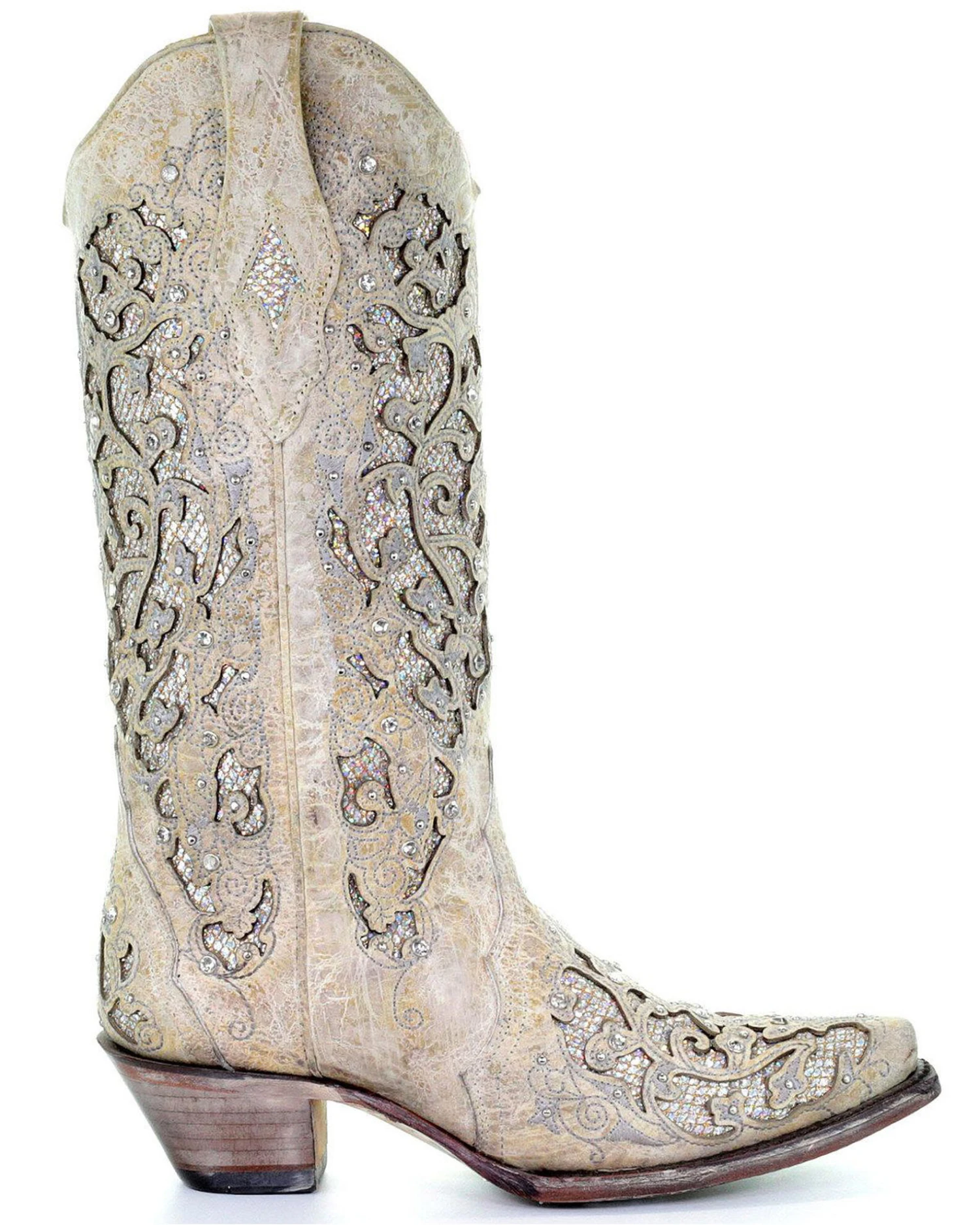 Corral Women's White Glitter Inlay Western Boots 4 Corral Women's White Glitter Inlay Western Boots - Image 2