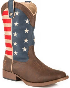 Roper Men's American Patriot Western Boots - Broad Square Toe 
