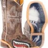 Tin Haul Boys' Tan And Red 8" Leather Western Boots - Square Toe  -Deals ROPER Store 2000228353 280 P1