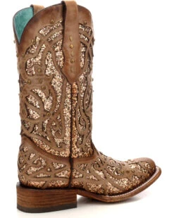 Corral Women's Orix Glitter Inlay & Studded Western Boots - Square Toe -Deals ROPER Store 2000229513 200 D2