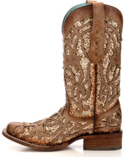 Corral Women's Orix Glitter Inlay & Studded Western Boots - Square Toe -Deals ROPER Store 2000229513 200 LT