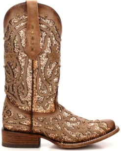 Corral Women's Orix Glitter Inlay & Studded Western Boots - Square Toe -Deals ROPER Store 2000229513 200 RT