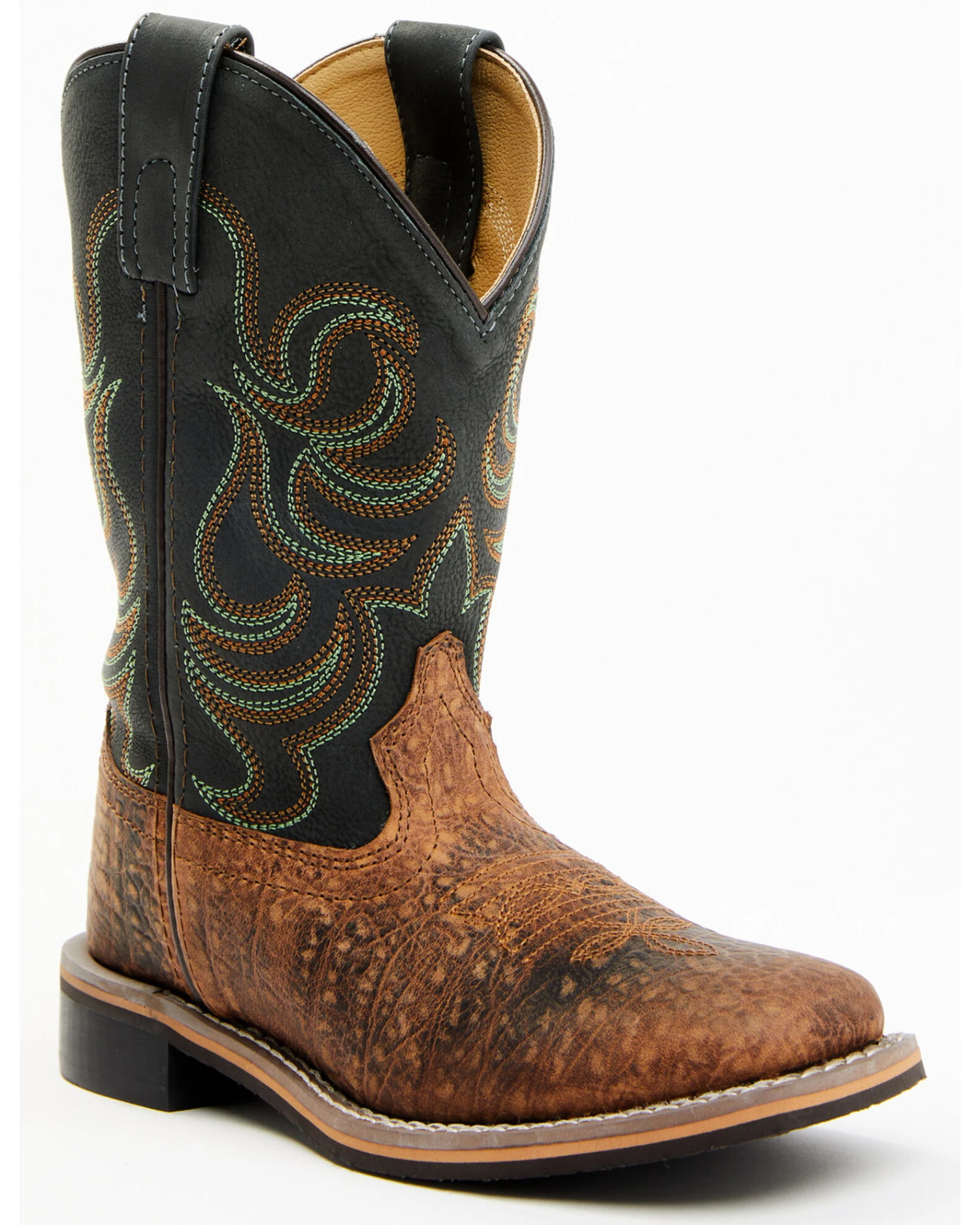 Smoky Mountain Boys' Jesse Bison Leather Print Boot - Square Toe 3 Smoky Mountain Boys' Jesse Bison Leather Print Boot - Square Toe