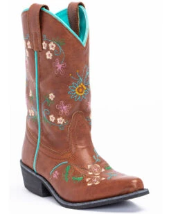 Shyanne Girls' Floral Embroidery Western Boots - Snip Toe