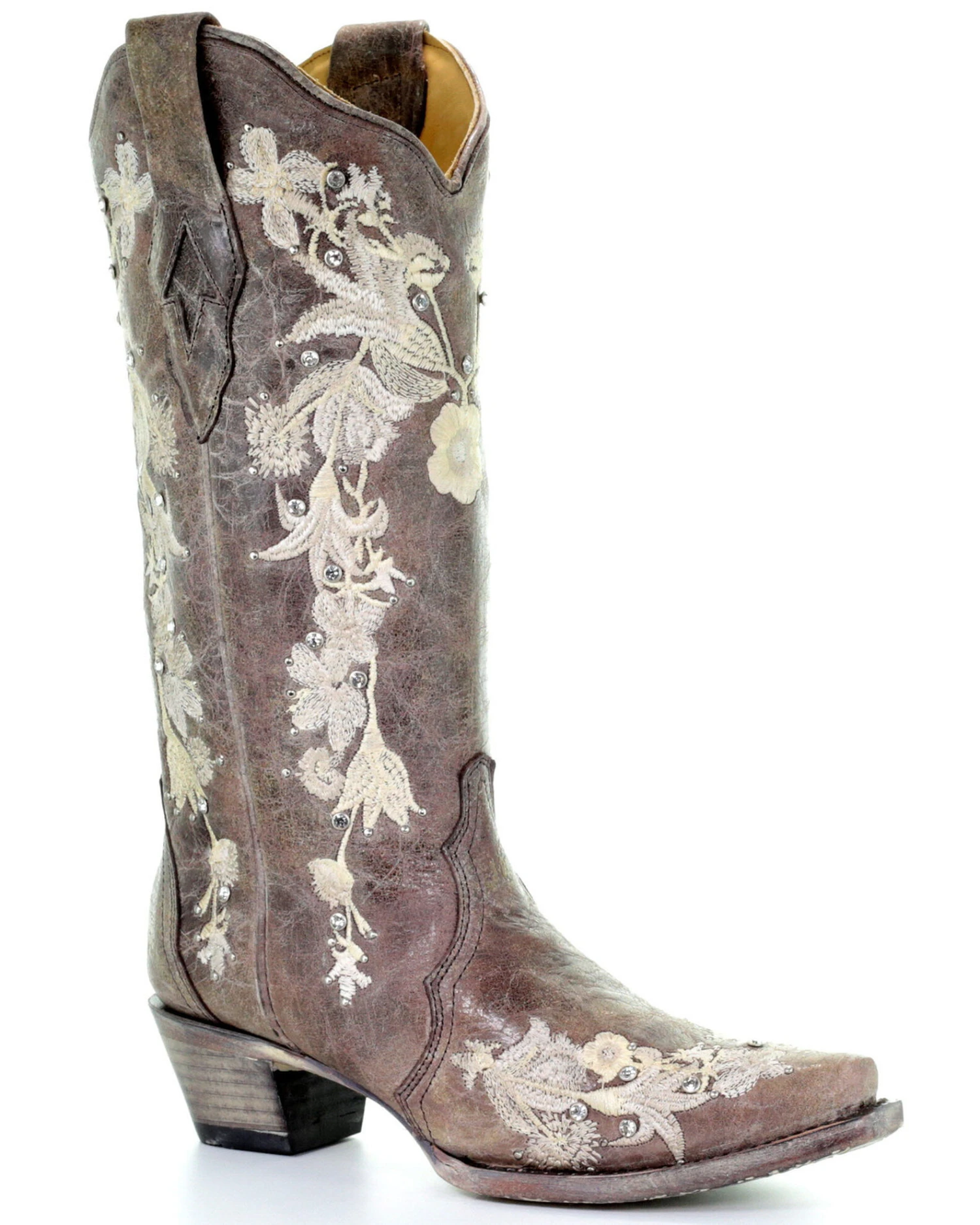 Corral Women's Flower Embroidery Western Boots - Snip Toe 3 Corral Women's Flower Embroidery Western Boots - Snip Toe