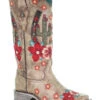Corral Women's Cactus Floral Embroidery Overlay Western Boots - Square Toe -Deals ROPER Store 2000282865 251 P1