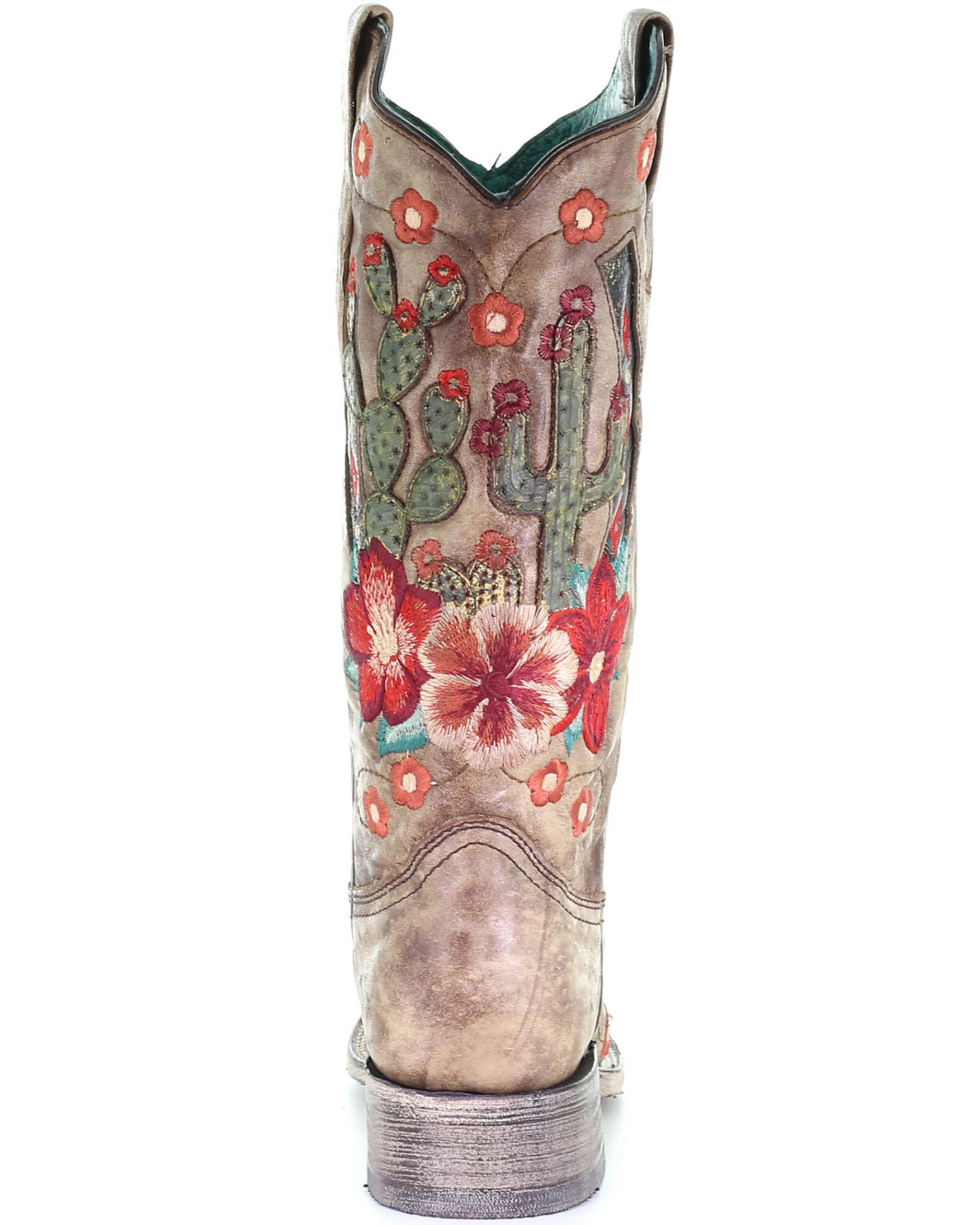 Corral Women's Cactus Floral Embroidery Overlay Western Boots - Square Toe 6 Corral Women's Cactus Floral Embroidery Overlay Western Boots - Square Toe - Image 4