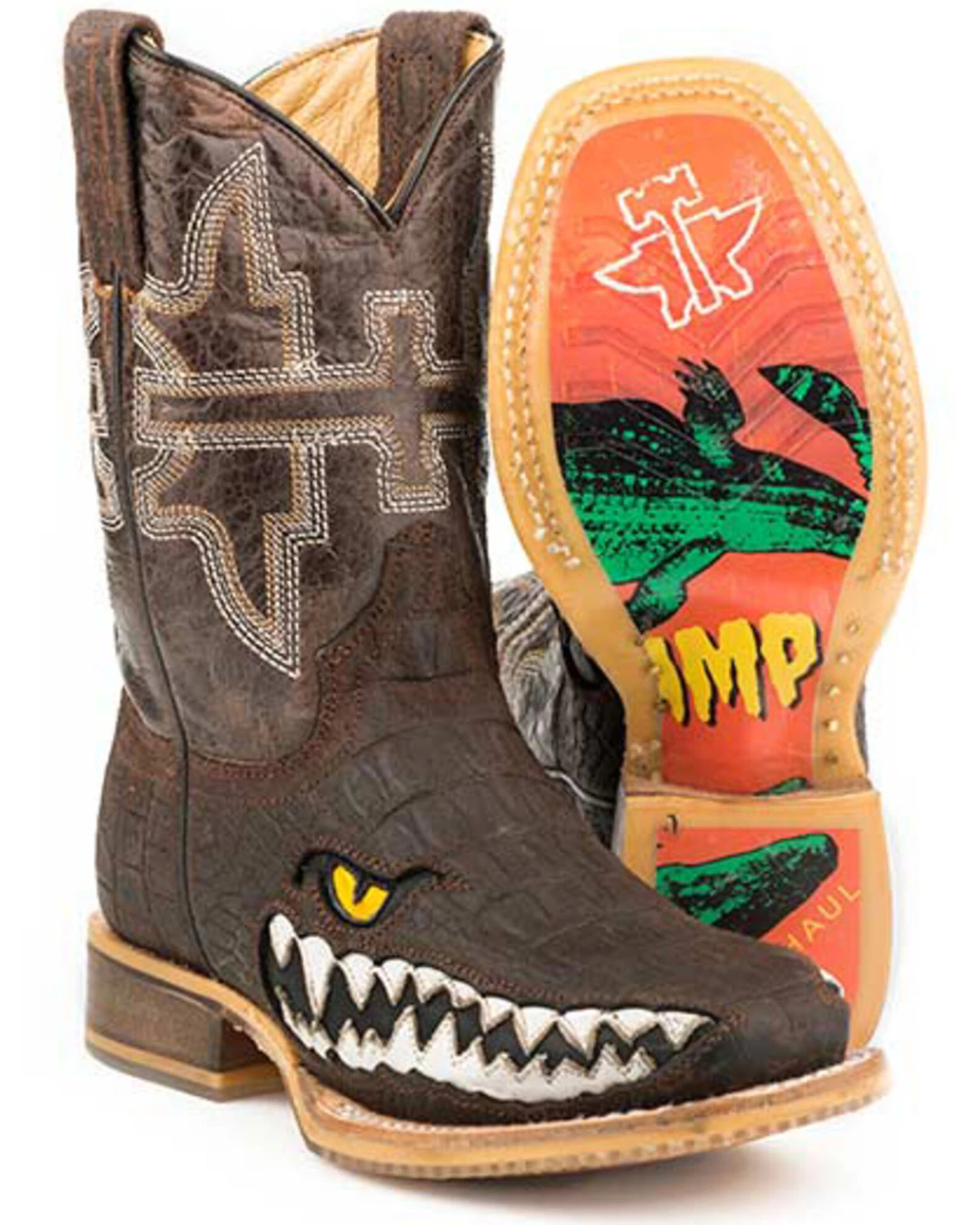 Tin Haul Boys' Swamp Chomp Western Boots - Broad Square Toe 3 Tin Haul Boys' Swamp Chomp Western Boots - Broad Square Toe