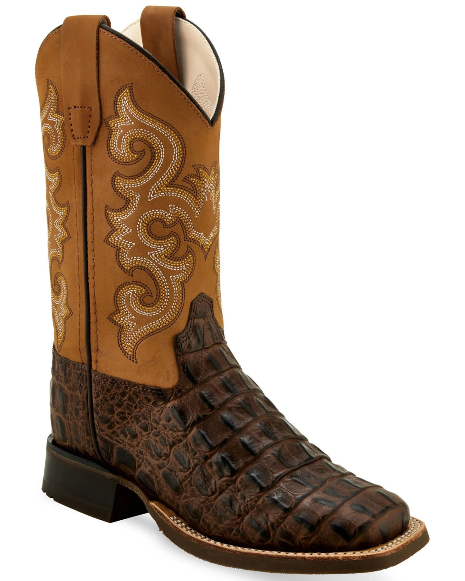 Old West Boys' Gator Print Western Boots - Broad Square Toe 3 Old West Boys' Gator Print Western Boots - Broad Square Toe
