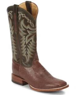 Justin Men's Pascoe Kango Smooth Ostrich Western Boots - Broad Square Toe