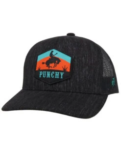 HOOey Men's Black Punchy Patch Logo Mesh Trucker CapĀ