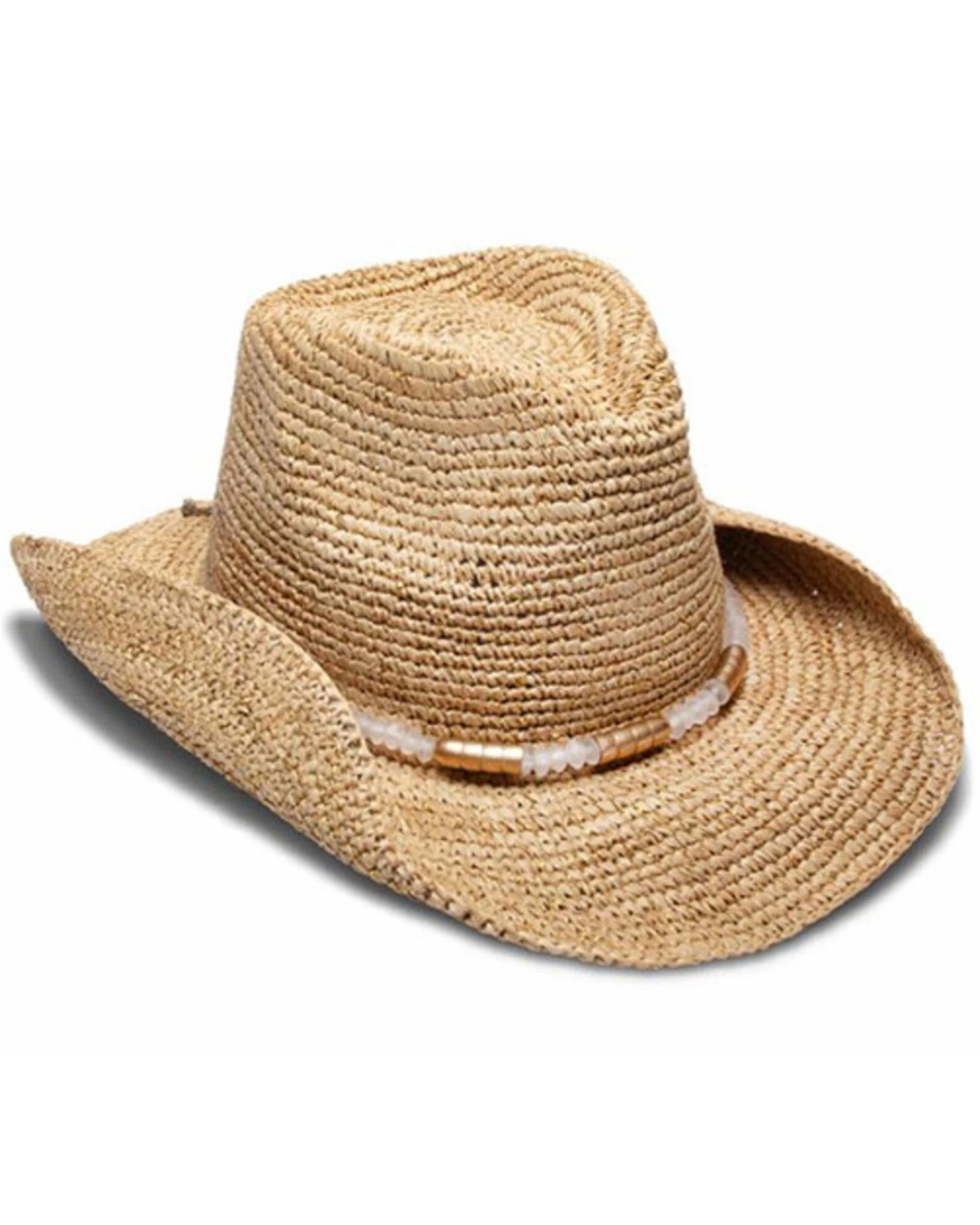 Nikki Beach Women's Chrysta Crochet Raffia Straw Western Hat 3 Nikki Beach Women's Chrysta Crochet Raffia Straw Western Hat