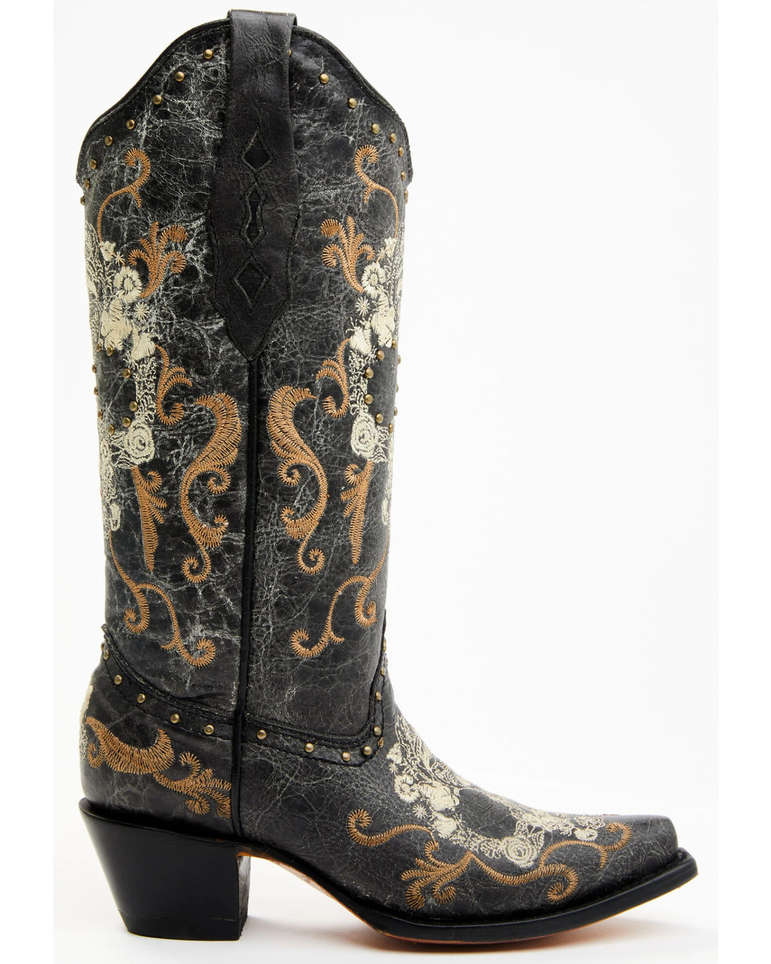 Corral Women's Floral Skull Embroidery & Studs Western Boots - Snip Toe 4 Corral Women's Floral Skull Embroidery & Studs Western Boots - Snip Toe - Image 2
