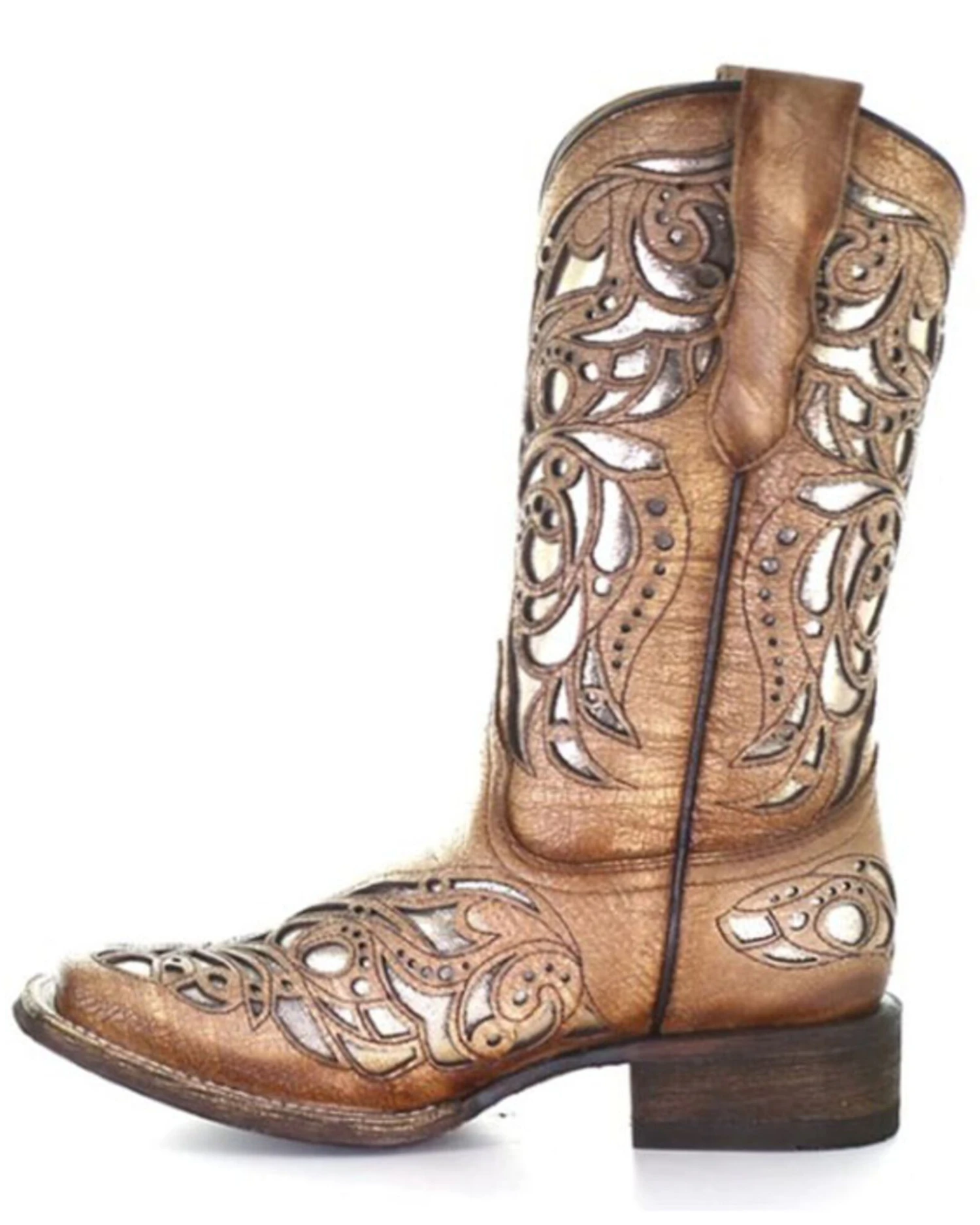 Corral Girls' Shiny Inlay Western Boots - Square Toe 5 Corral Girls' Shiny Inlay Western Boots - Square Toe - Image 3