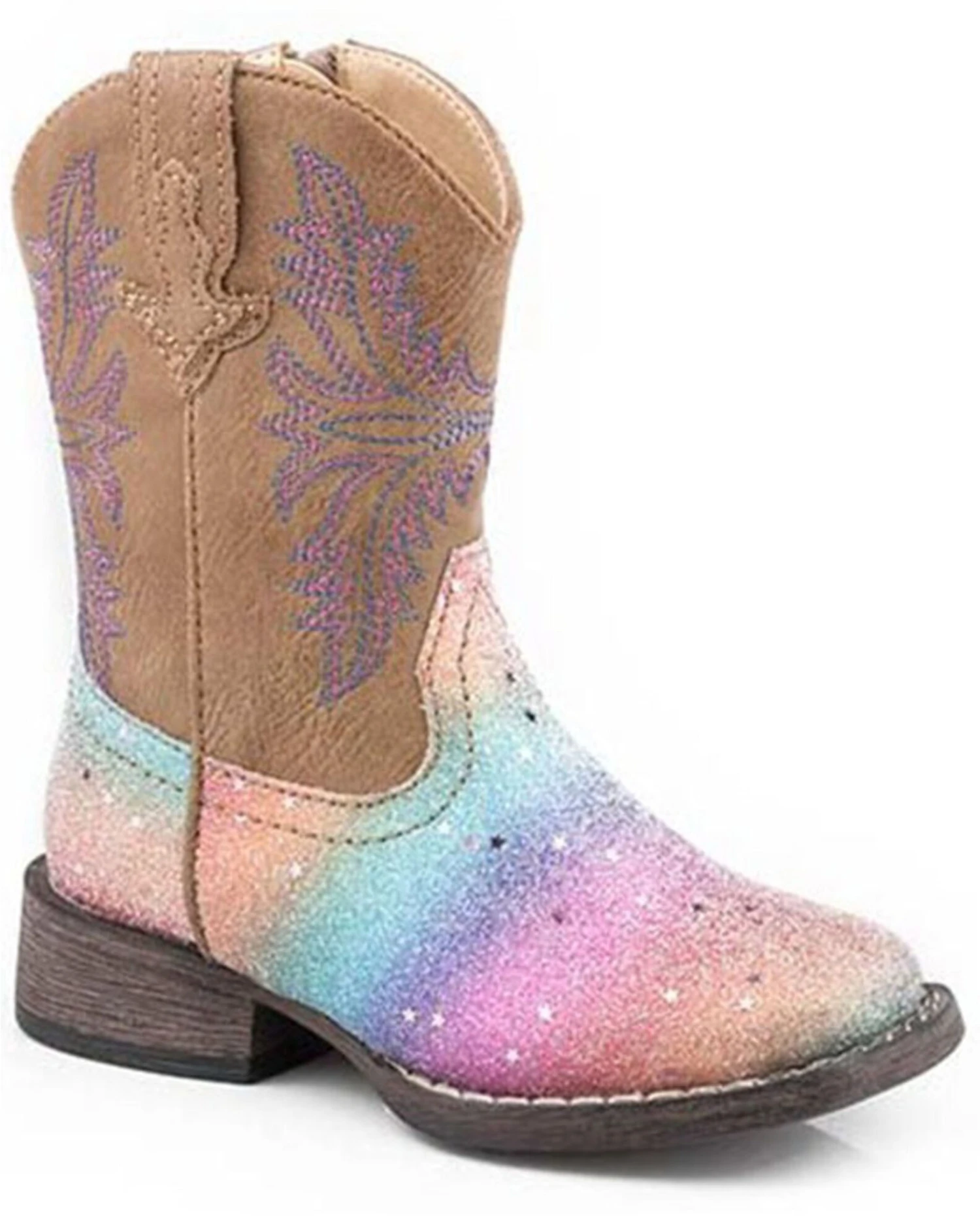 Roper Toddler Girls' Rainbow Glitter Western Boots - Square Toe 3 Roper Toddler Girls' Rainbow Glitter Western Boots - Square Toe