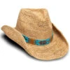 Nikki Beach Women's Natural Mazatlan Crochet Raffia Straw Western Hat  -Deals ROPER Store 2000352520 101 P1