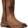 Ariat Boys' Anthem Patriot Easy Fit Distressed Brown Full-Grain Western Boot - Square Toe 