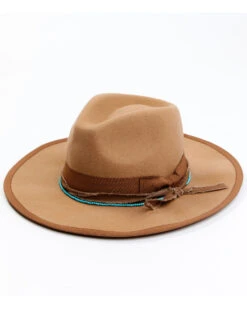 Shyanne Women's Rancher Tonal Ribbons & Turquoise Bead Fedora Hat