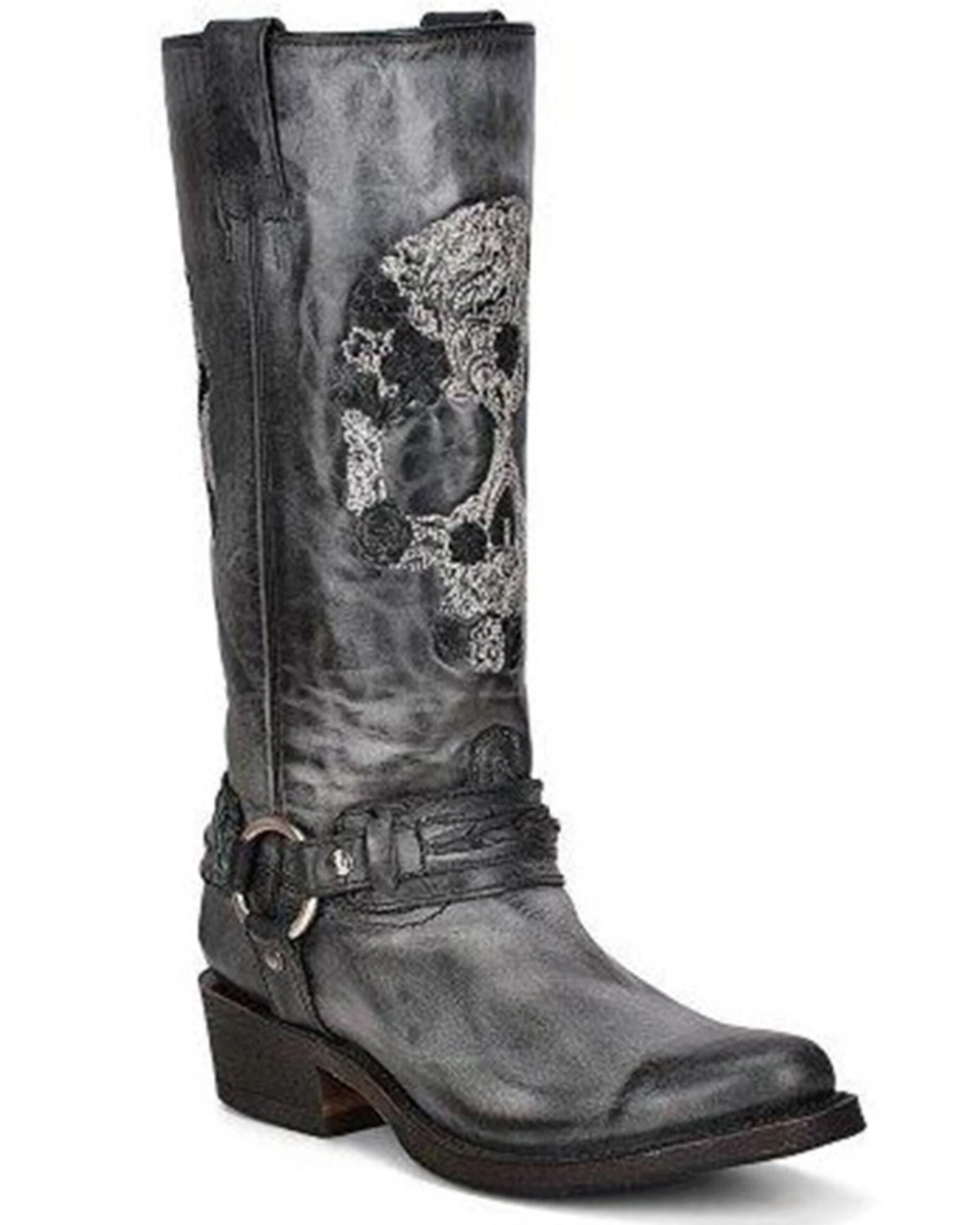 Corral Women's Embroidered Skull & Harness Western Boots - Round Toe 3 Corral Women's Embroidered Skull & Harness Western Boots - Round Toe
