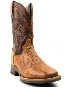 Dan Post Men's Saddle Hand Quill Ostrich Western Boots - Broad Square Toe