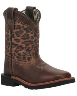 Dan Post Toddler Girls' Leopard Print Western Boots - Broad Square Toe