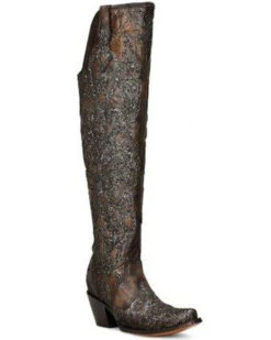 Corral Women's Glitter Overlay Tall Western Boots - Snip Toe