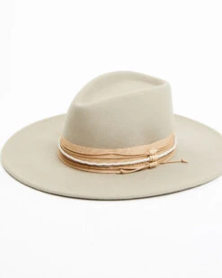 Shyanne Women's Gray Triple-Tied Grosgrain Fedora Hat