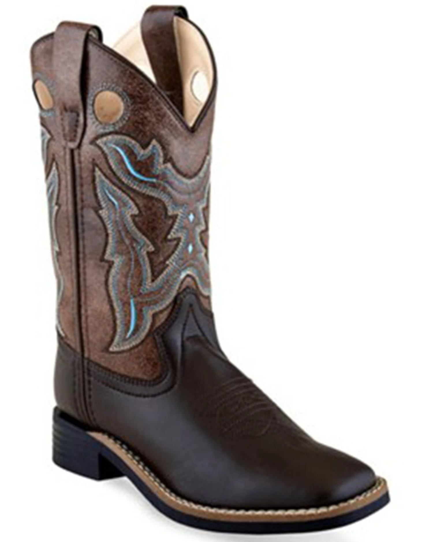 Old West Boys' Embroidered Western Boots - Broad Square Toe 3 Old West Boys' Embroidered Western Boots - Broad Square Toe